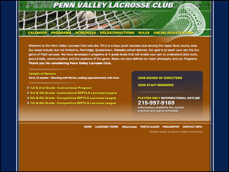 internet website design for Penn Valley Lacrosse Club