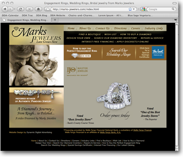 Internet Website for Mark's Jewelers