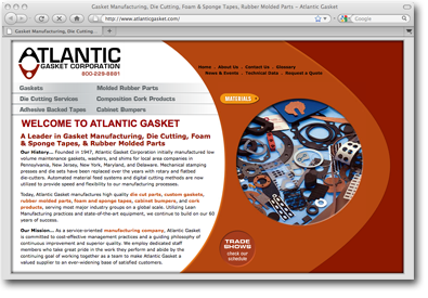 Internet Website Design for Atlantic Gasket