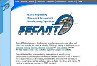 internet design for Secant Medical