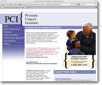 Internet Website for the Prostate Cancer Institute