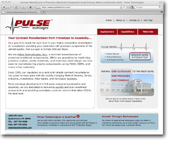 Internet Website for Pulse Technologies, Inc.