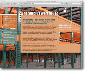 Internet Website Design for The Surplus Warehouse