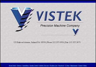 website design for Vistek Precision