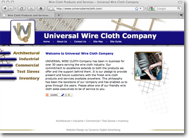 Website Design for Universal Wire Cloth Company